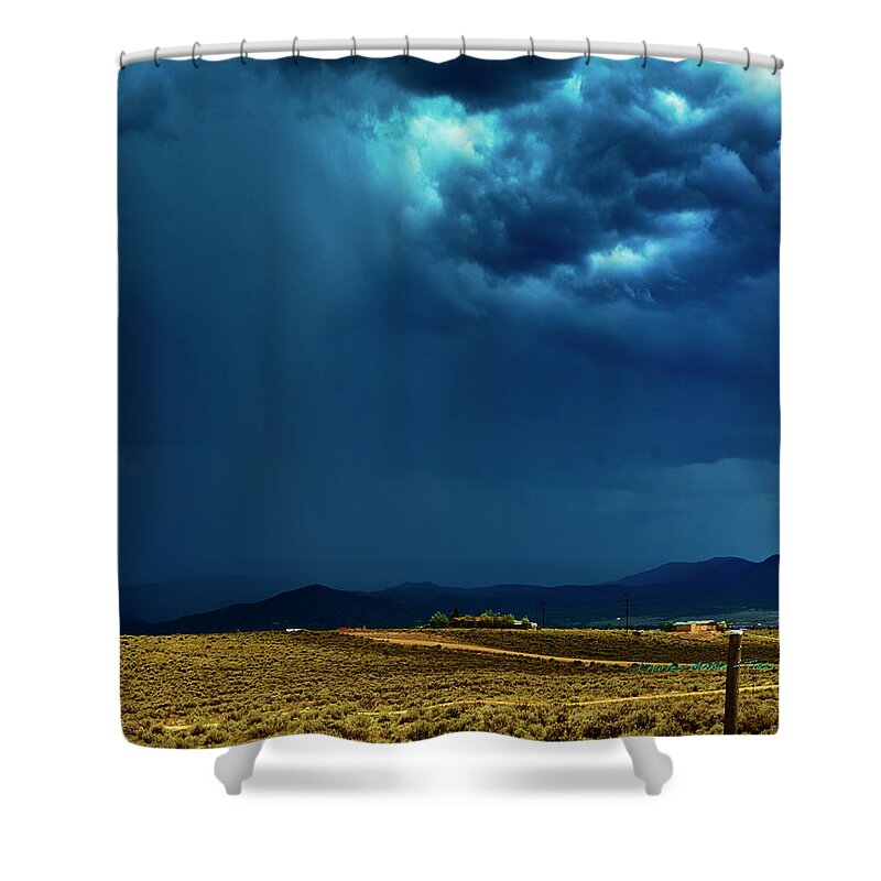 Taos Shower Curtain featuring the photograph July Monsoons by Charles Muhle