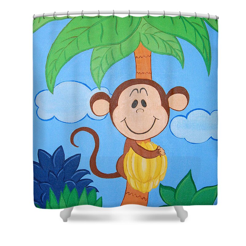 Monkey Shower Curtain featuring the painting Jungle Monkey by Valerie Carpenter