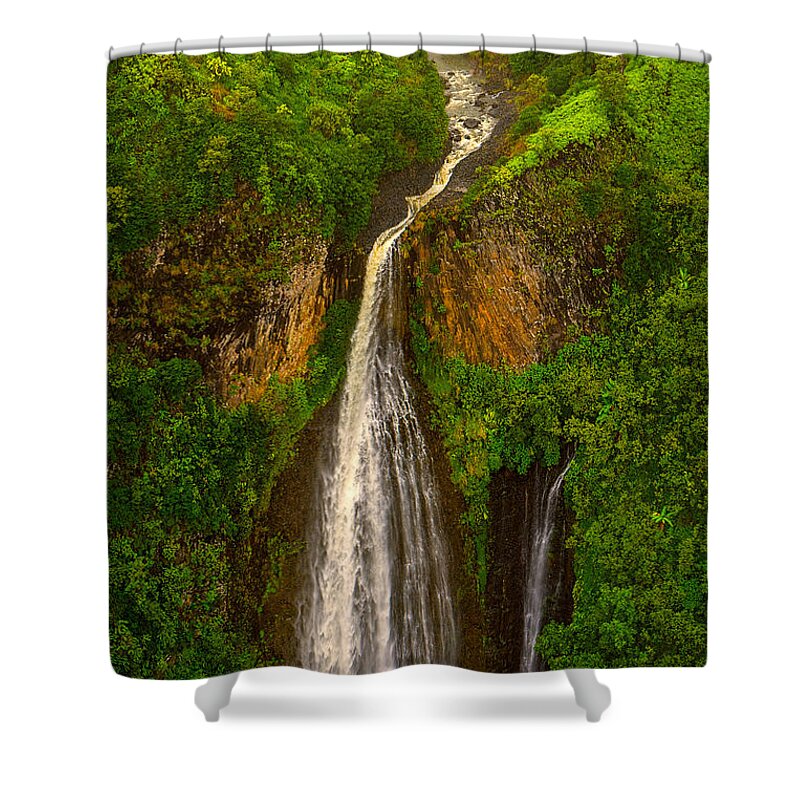 Hawaii Shower Curtain featuring the photograph Jurassic falls by Izet Kapetanovic
