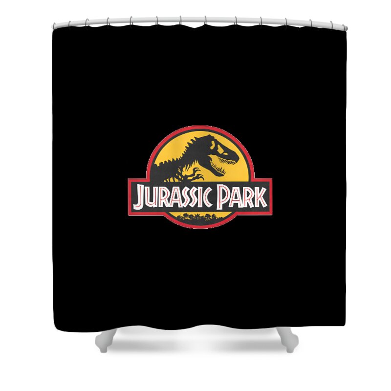 Parks Shower Curtain featuring the painting Jurassic Park T-shirt #1 by Herb Strobino