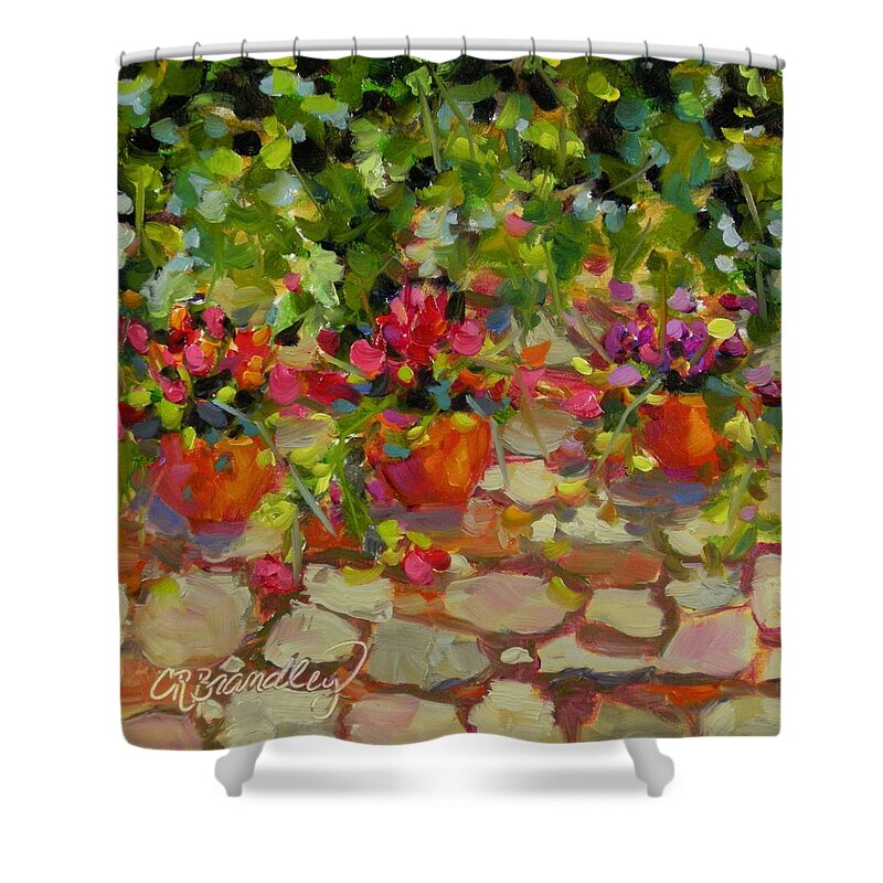 Tuscany Shower Curtain featuring the painting Just Another Wall in Tuscany by Chris Brandley