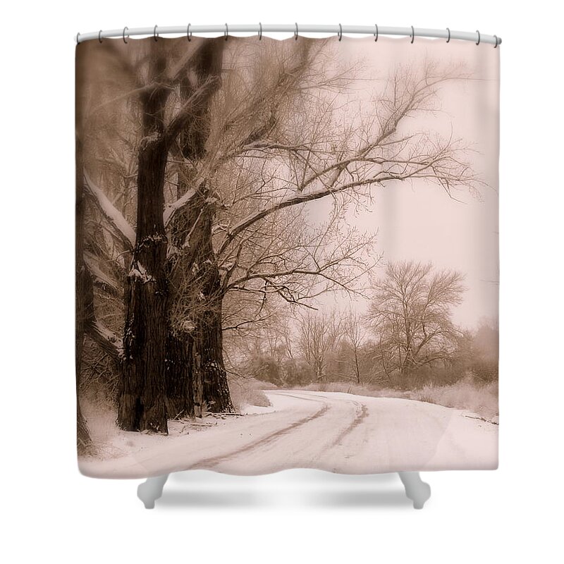 Winter Shower Curtain featuring the photograph Just Around the Bend by Carol Groenen