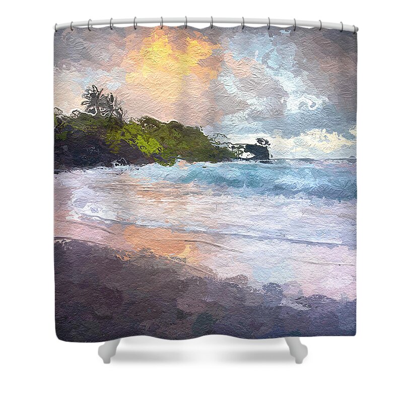 Anthony Fishburne Shower Curtain featuring the mixed media Just before sunrise by Anthony Fishburne