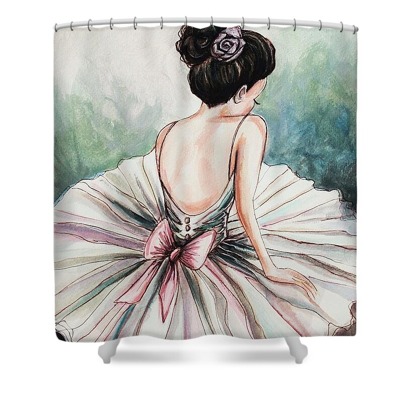 Ballerina Shower Curtain featuring the painting Just Breathe by Elizabeth Robinette Tyndall