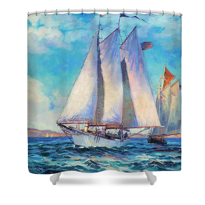 Sailboat Shower Curtain featuring the painting Just Breezin' by Steve Henderson