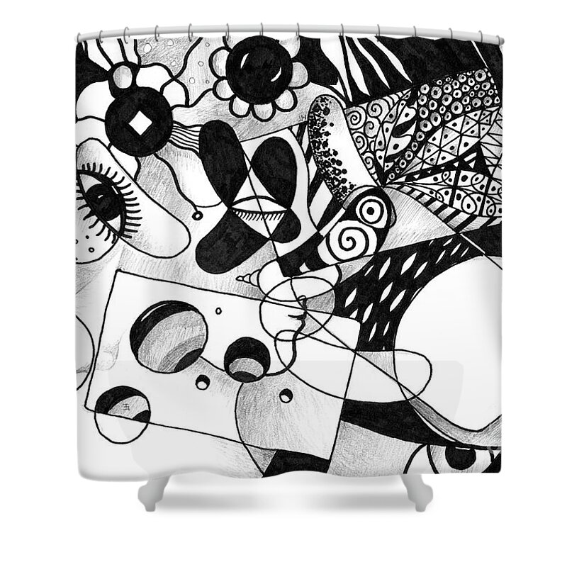 Halloween Shower Curtain featuring the drawing Just In Time by Helena Tiainen