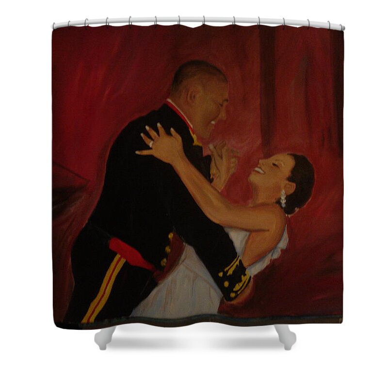 Marine Shower Curtain featuring the painting Just Married by Regina Walsh