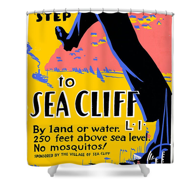Just One Shower Curtain featuring the painting Just one long step to sea Cliff by Long Shot