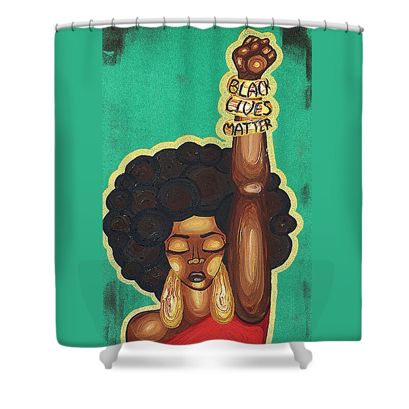 Aliya Michelle Shower Curtain featuring the painting Justice Wanted by Aliya Michelle