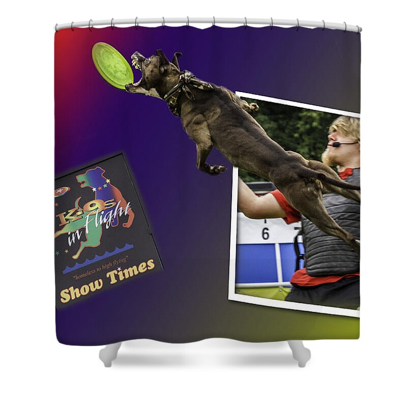 K9 Shower Curtain featuring the photograph K9 in Flight by Eleanor Abramson