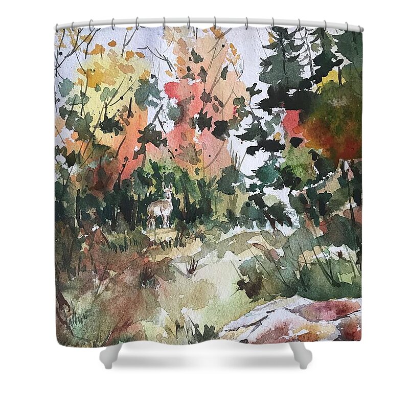 Kaibab Shower Curtain featuring the painting Kaibab forest by George Jacob