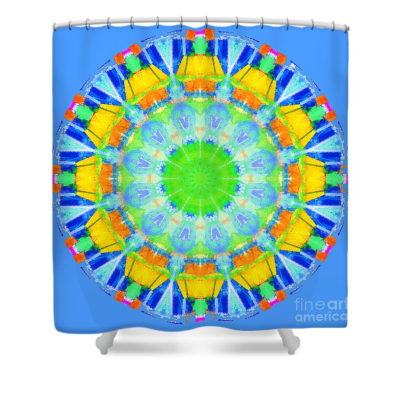 Kaleidos Shower Curtain featuring the photograph Kaleidos - Passionfruit 499dff Sky Blue by Jack Torcello