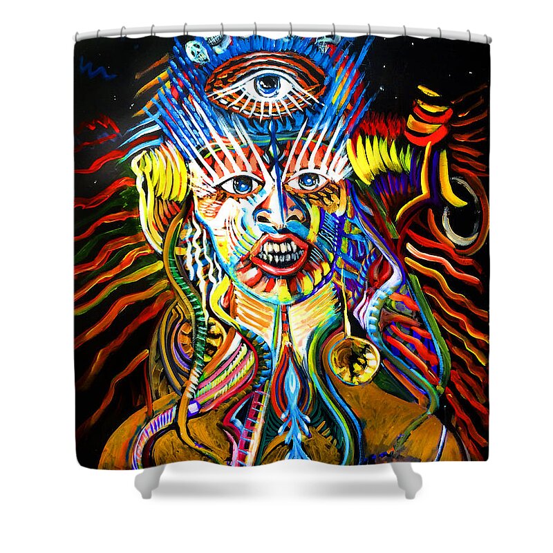 Kali Shower Curtain featuring the painting Kali by Amzie Adams