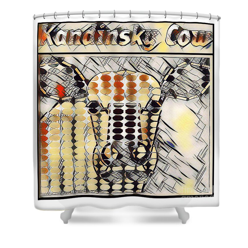 Humour Shower Curtain featuring the digital art Kandinsky Cow No. I by Geordie Gardiner