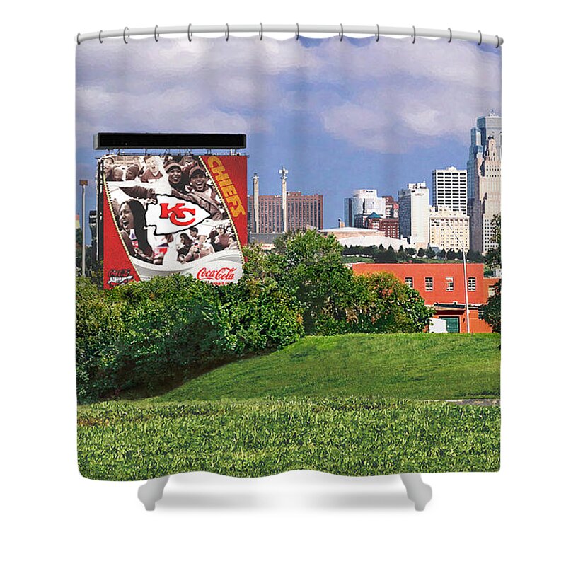 Landscape Shower Curtain featuring the photograph Kansas City Sky Line by Steve Karol