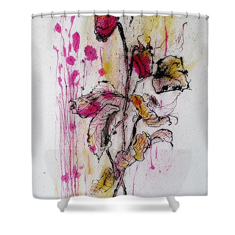 Drawing Shower Curtain featuring the painting Karmin by Karina Plachetka