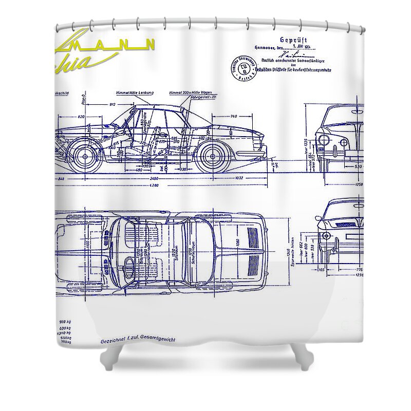 Karmann Ghia Shower Curtain featuring the photograph Karmann Ghia Blueprint by Jon Neidert