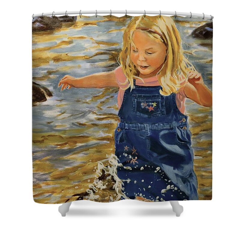 Girl Shower Curtain featuring the painting Kate Splashing by David Gilmore