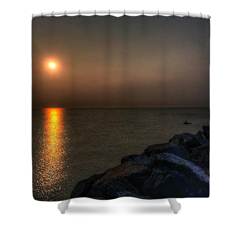 Kayak Shower Curtain featuring the photograph Kayaker at Sunrise by Nick Heap