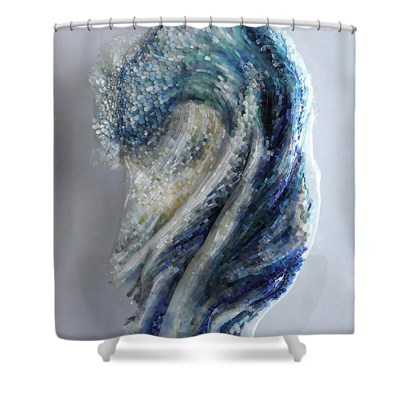 Mosaics Shower Curtain featuring the glass art Kaynak by Mia Tavonatti