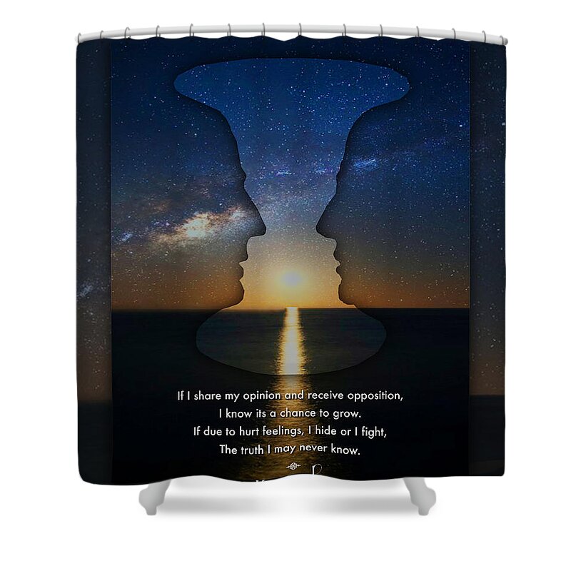 Sunset Shower Curtain featuring the mixed media Kaypacha mantra 2.3.2015 by Richard Laeton