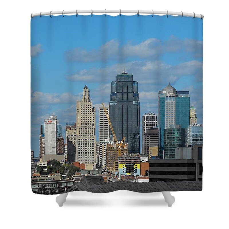 Kansas City Shower Curtain featuring the photograph KC is Booming by Michael Oceanofwisdom Bidwell