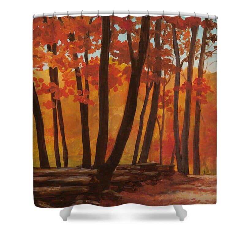 Landscape Shower Curtain featuring the painting Kentucky Reverie by Heidi E Nelson