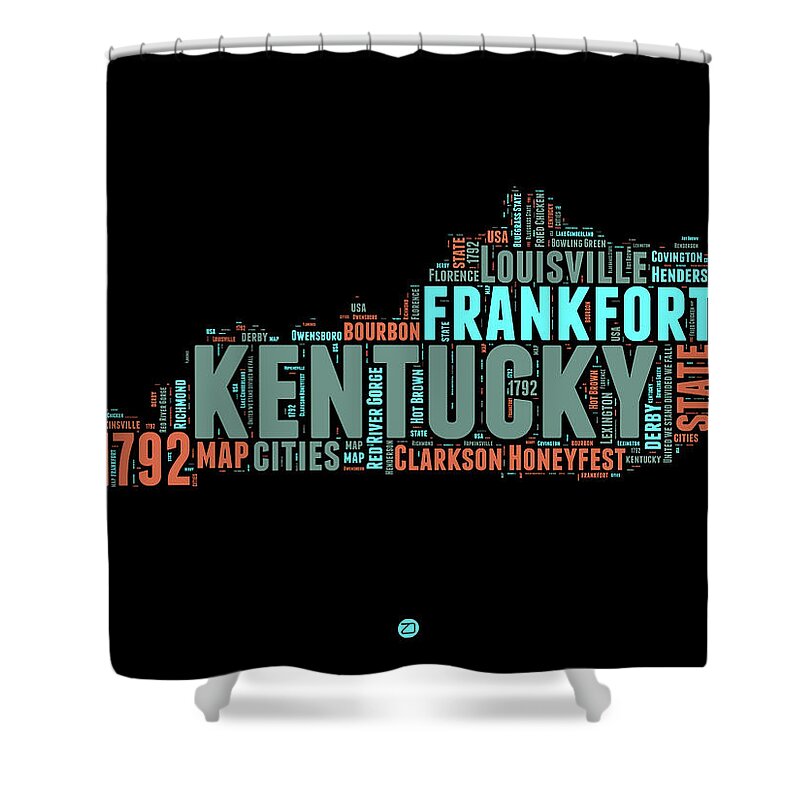  Shower Curtain featuring the digital art Kentucky Word Cloud Map 1 by Naxart Studio