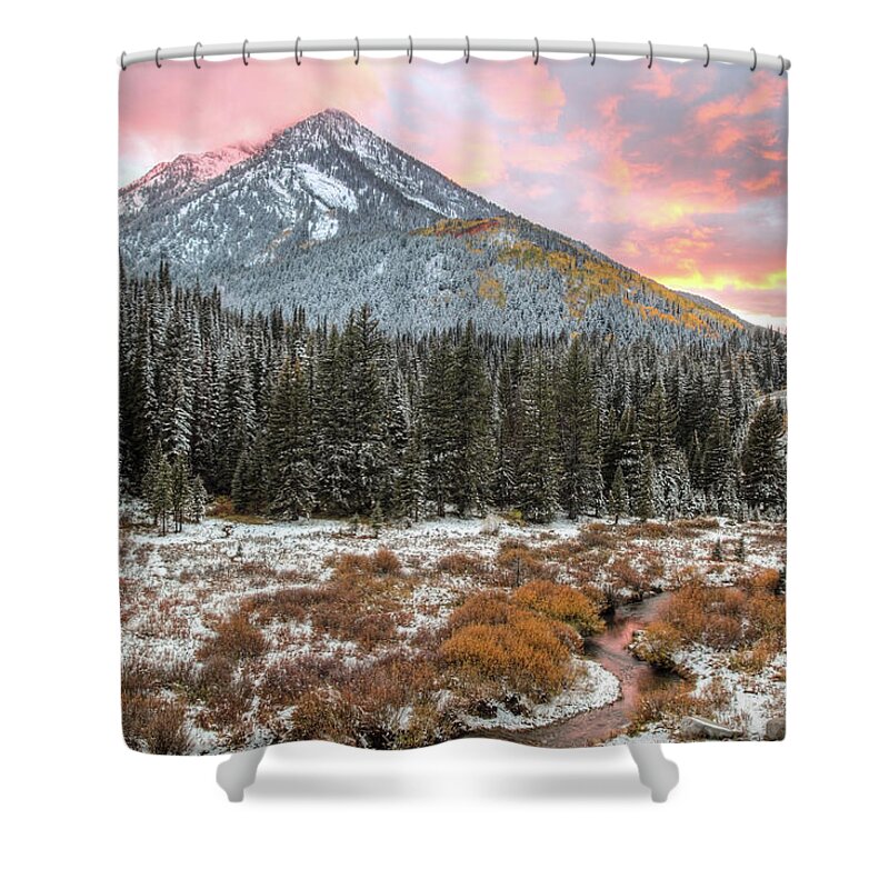 Utah Shower Curtain featuring the photograph Kessler Peak Fall Sunset by Brett Pelletier