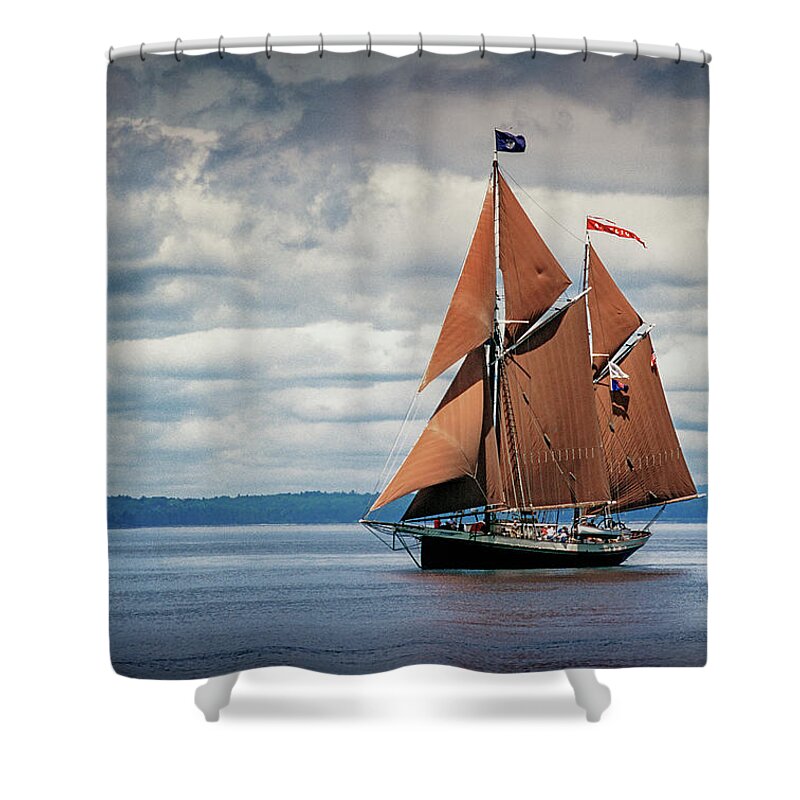 Windjammer Shower Curtain featuring the photograph Ketch Angelique by Fred LeBlanc