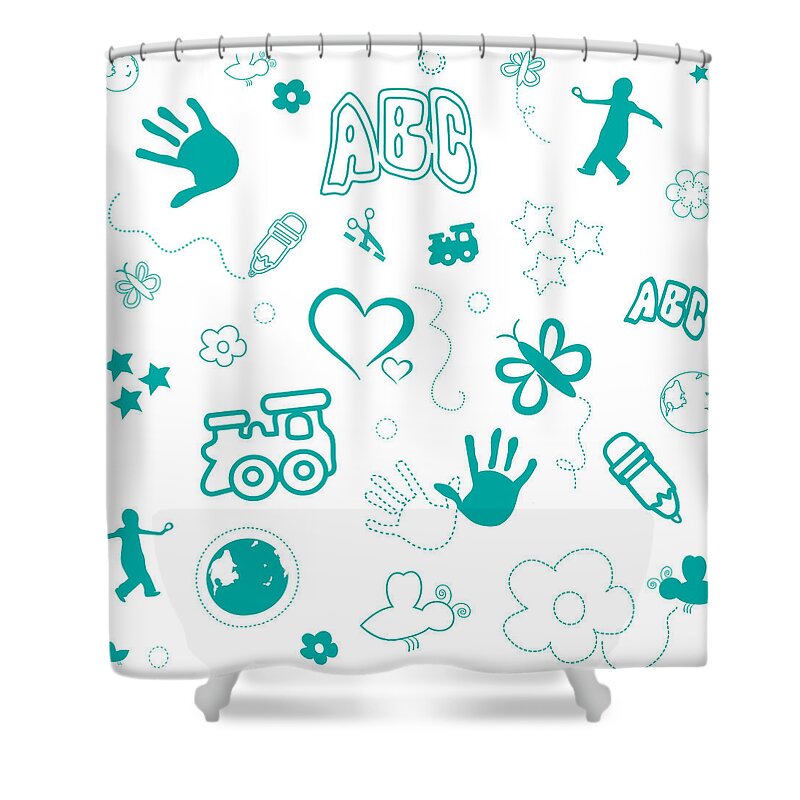 Abc Shower Curtain featuring the drawing Kids Playful Background Pattern by Serena King