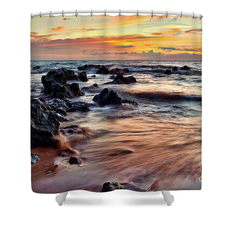 Kihei Shower Curtain featuring the photograph Kihei Sunset by Eddie Yerkish