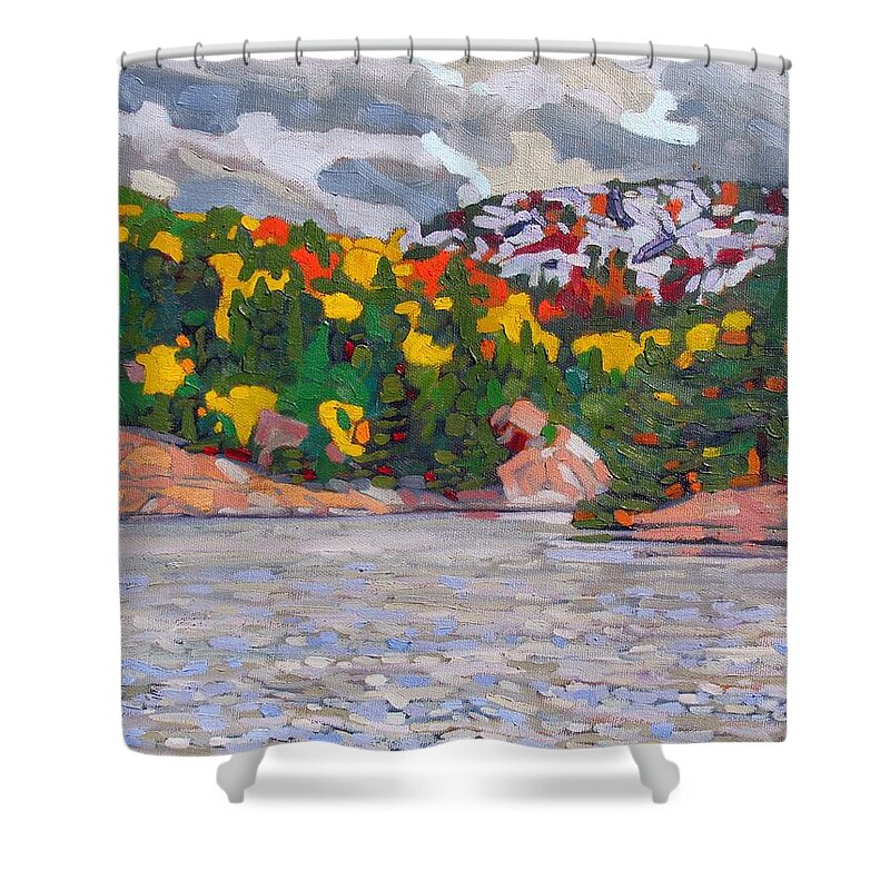 George Shower Curtain featuring the painting Killarney Clearing by Phil Chadwick