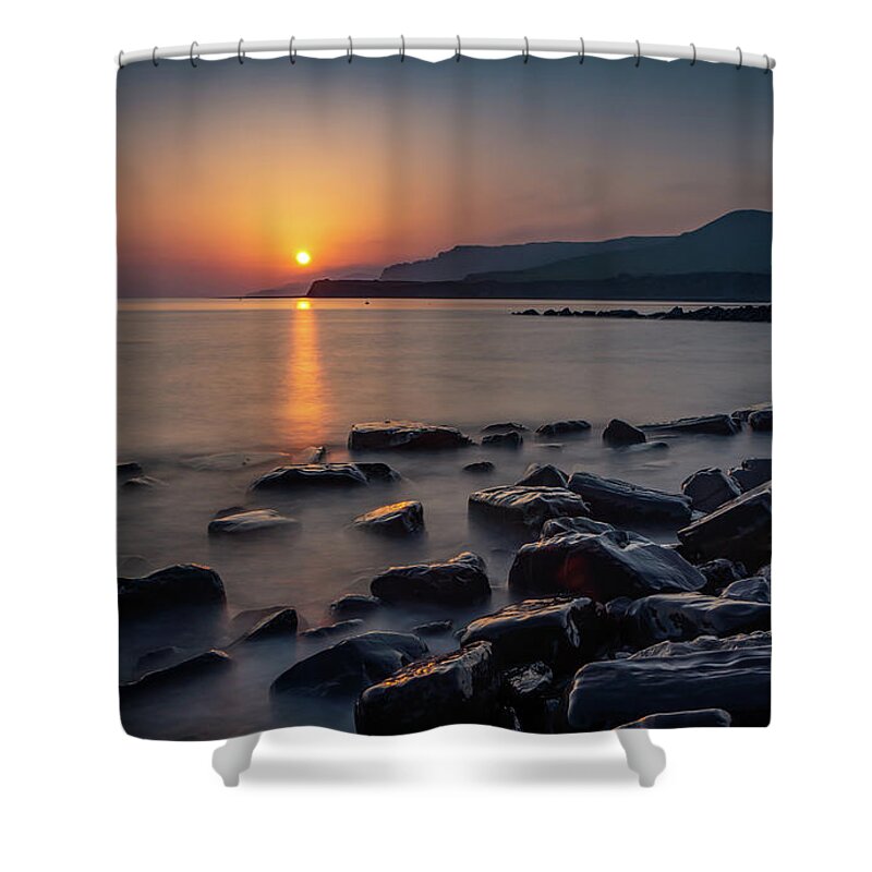 Kimmeridge Bay Shower Curtain featuring the photograph Kimmeridge Bay Sunset by Framing Places