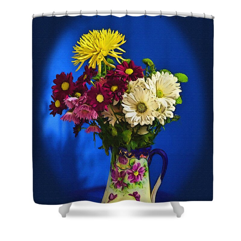 Flowers Shower Curtain featuring the digital art Kind Thoughts by W James Mortensen
