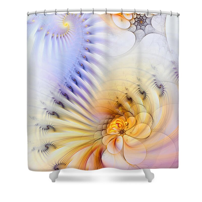 Abstract Shower Curtain featuring the digital art Kinetic Pantomime by Casey Kotas
