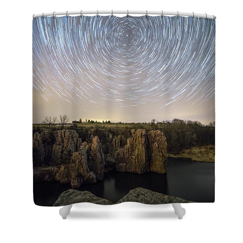 Sky Shower Curtain featuring the photograph King and Queen Star Trails by Aaron J Groen