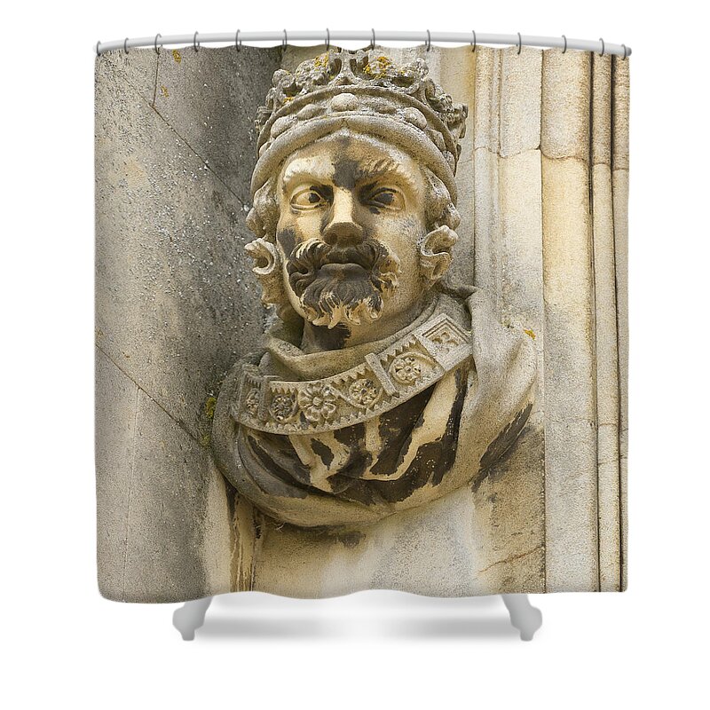 Portrait Shower Curtain featuring the photograph King in stone. by Elena Perelman
