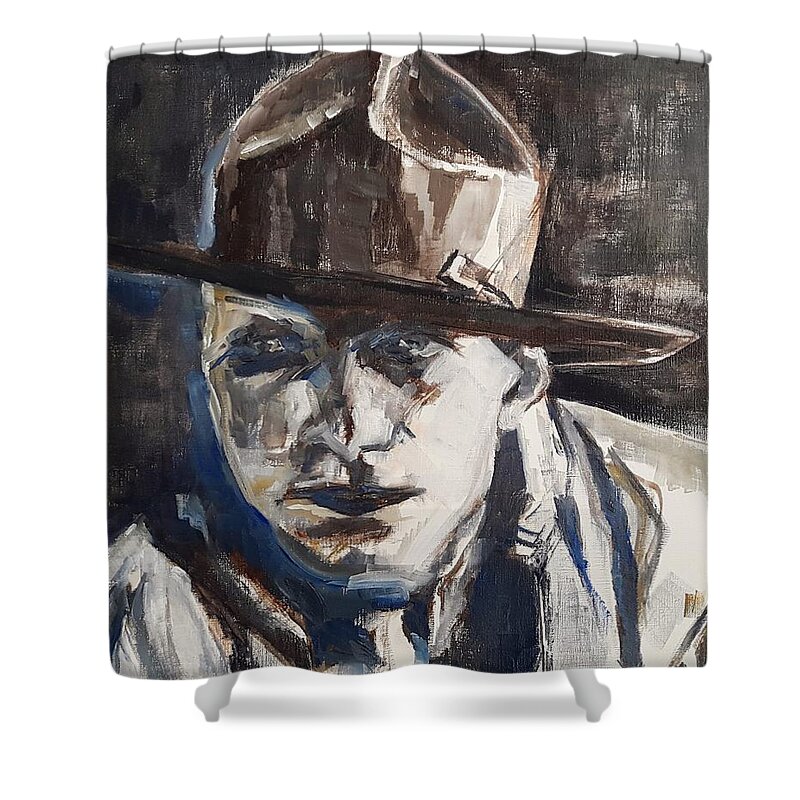 Portrait Shower Curtain featuring the painting King of Camargue by Christel Roelandt