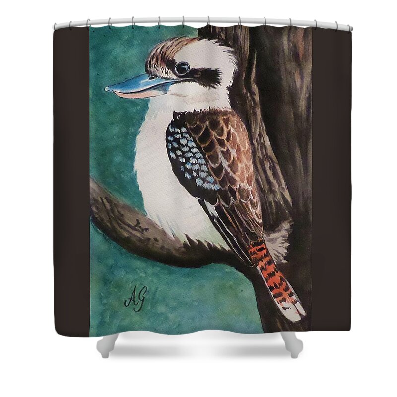 Watercolour Shower Curtain featuring the painting King of the bush by Anne Gardner