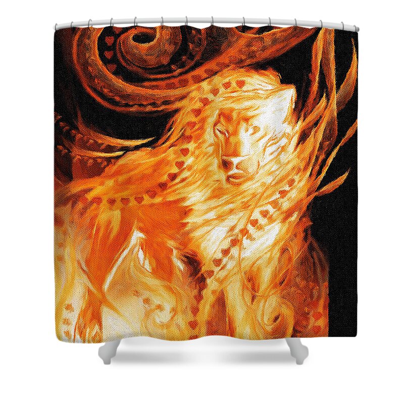 Prophetic Art Shower Curtain featuring the painting King by Pam Herrick