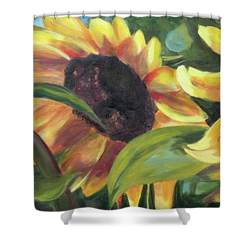 Sunflower Shower Curtain featuring the painting Kinship by Trina Teele