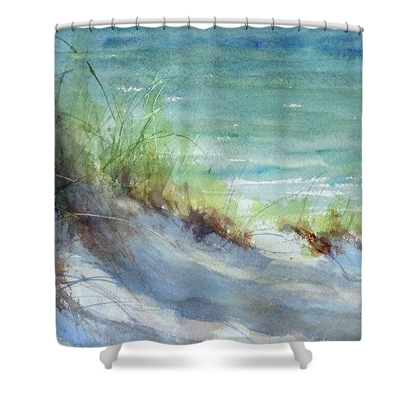 Lake Michigan Shower Curtain featuring the painting Kirk County Morning by Sandra Strohschein