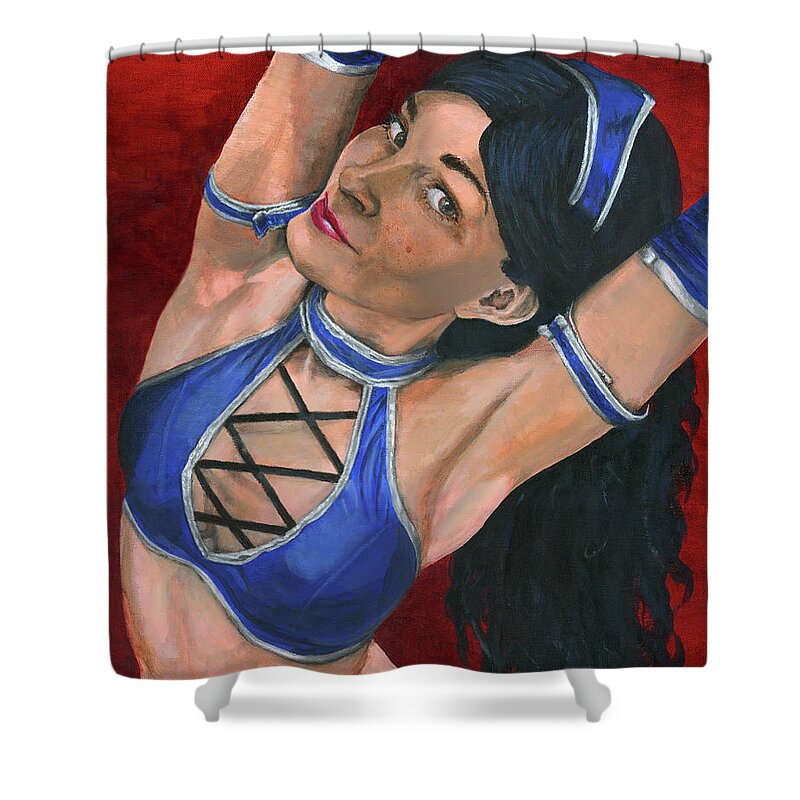 Cosplay Shower Curtain featuring the painting Kitana by Matthew Mezo