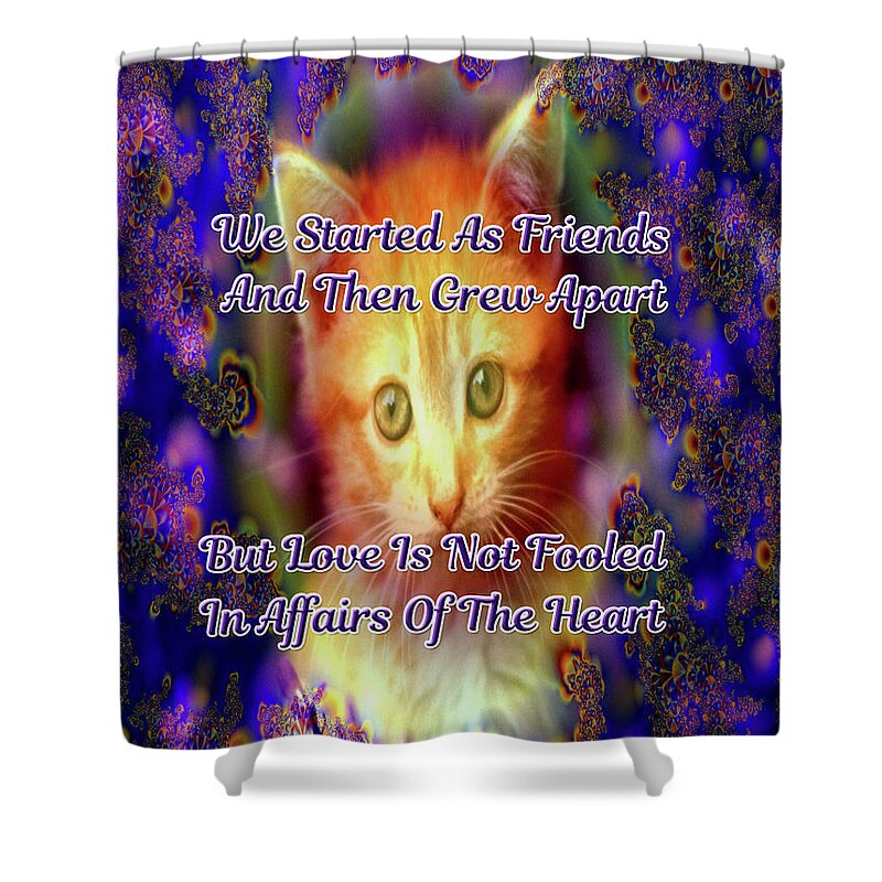 Greeting Cards Shower Curtain featuring the digital art Kitten Portrait by Mitchell Watrous
