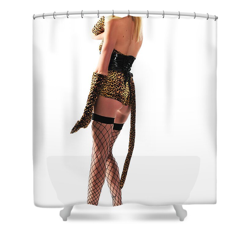 Glamour Photographs Shower Curtain featuring the photograph Kitty cat by Robert WK Clark