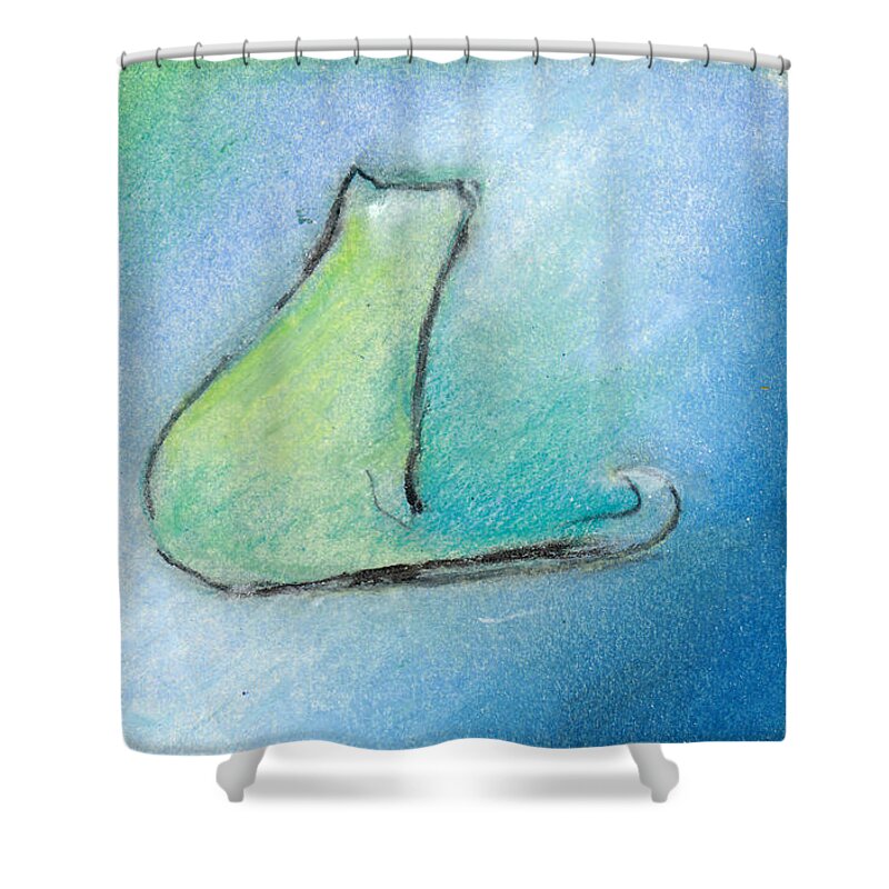 Cat Shower Curtain featuring the pastel Kitty Reflects by Valerie Reeves