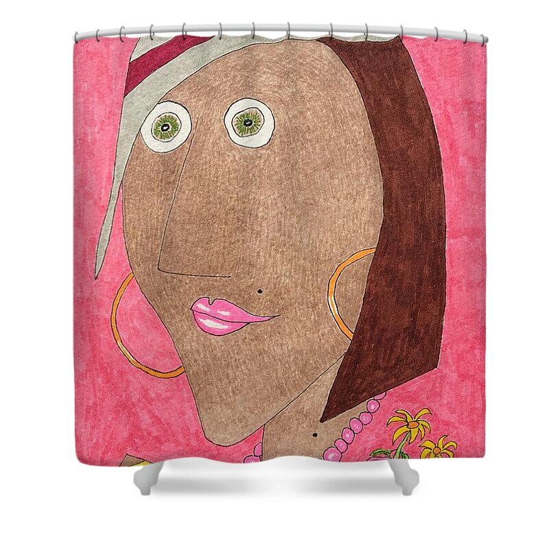  Shower Curtain featuring the painting Kiwi Eyes by Lew Hagood