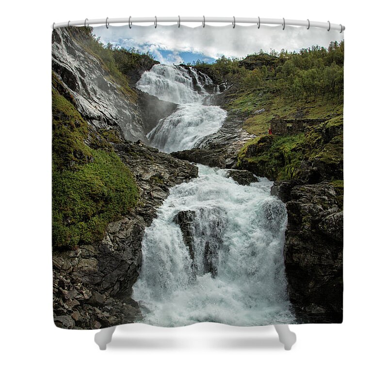 Norway Shower Curtain featuring the photograph Kjosfossen Falls Norway by Timothy Hacker