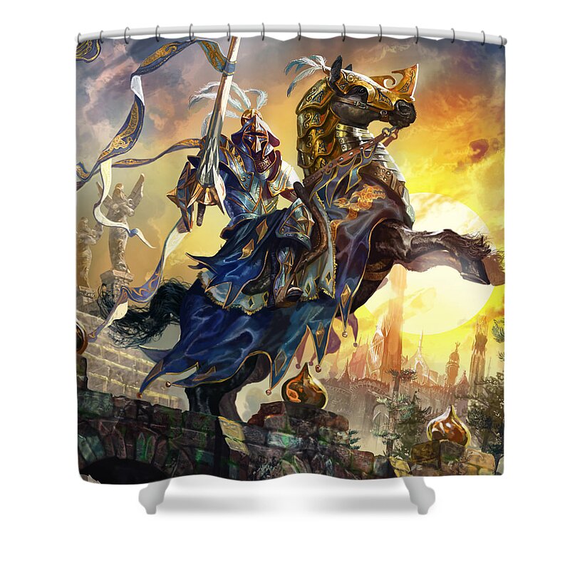 Ryan Barger Shower Curtain featuring the digital art Knight of New Benalia by Ryan Barger